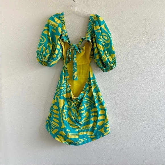 Alexis Bodhi Puff Sleeve Mini Dress Blue Yellow - Picture 5 of 10